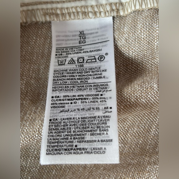 Old Navy Women's Linen Blend Khaki Pleated Wide Leg Trousers Full Length Size XL - Picture 5 of 6